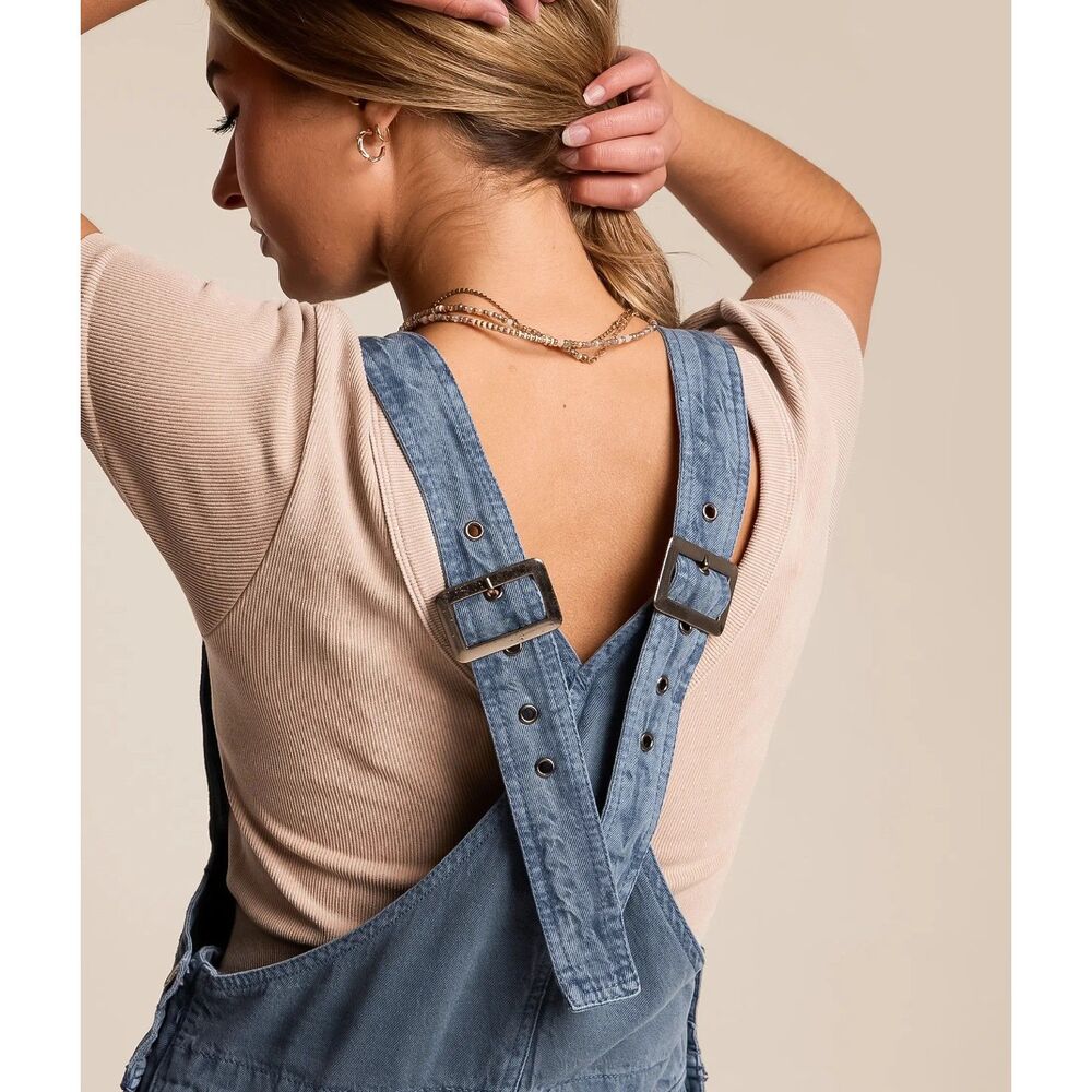 Free People We The Free Felix Tapered Overalls Blue Size XS NWOT $148 retail - Picture 2 of 10
